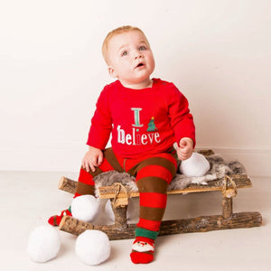 Baby Clothing 'I Believe' Red Festive Top Christmas.