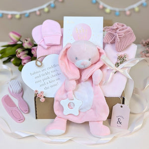 Blush Pink Baby Girl Gift Box: Newborn Essentials Hamper