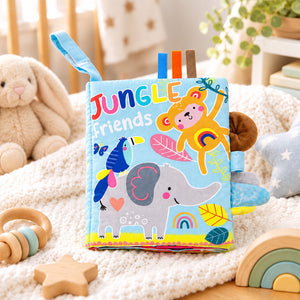 Jungle Friends soft crinkle baby book with colourful animal illustrations