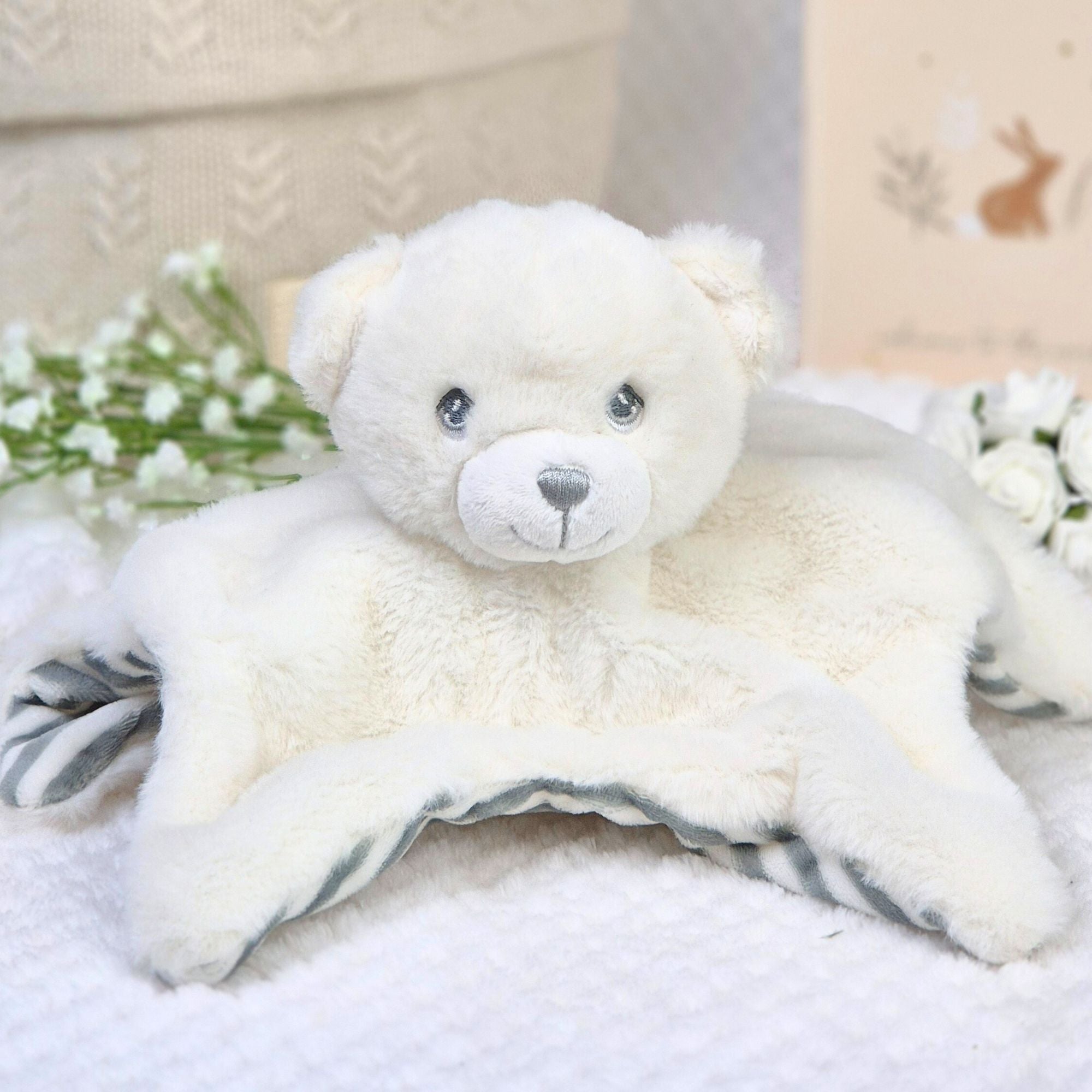 Bear Comforter Soft Toy 100% Recycled Plush (32cm) Baby Comforter.