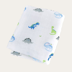 Large dinosaur muslin swaddle – neutral tones for newborns