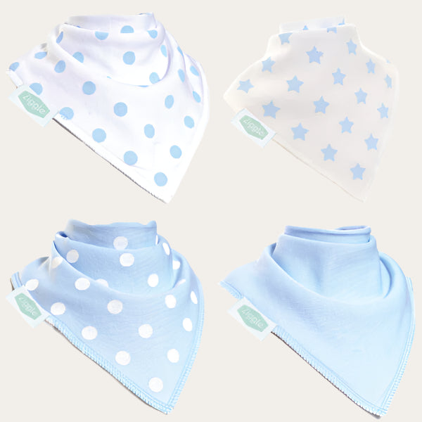 Bandana Bib 4pc 'White and Blue' Set Bandana Bib.