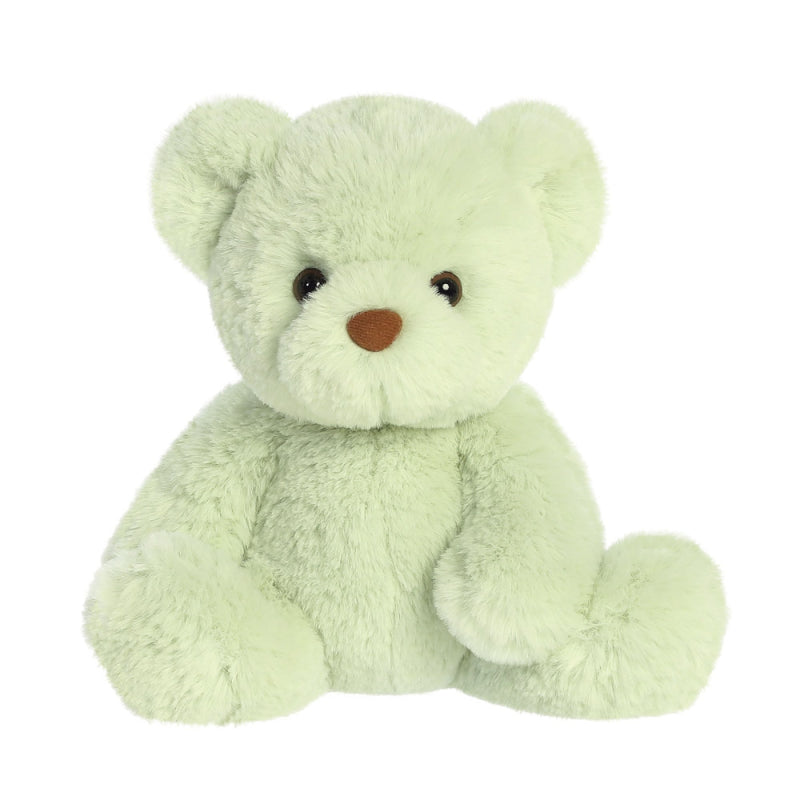 Soft light green teddy bear with the softest fur and cute face approx 9 inches