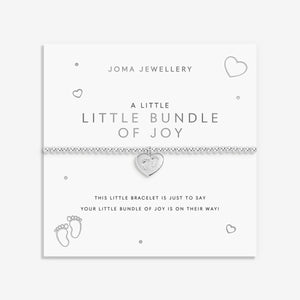 Joma Jewellery Little Bundle of Joy silver bracelet on sentiment card