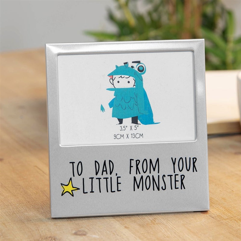 Aluminium Picture Frame - 'To Dad, From Your Little Monster' New Dad Gifts.