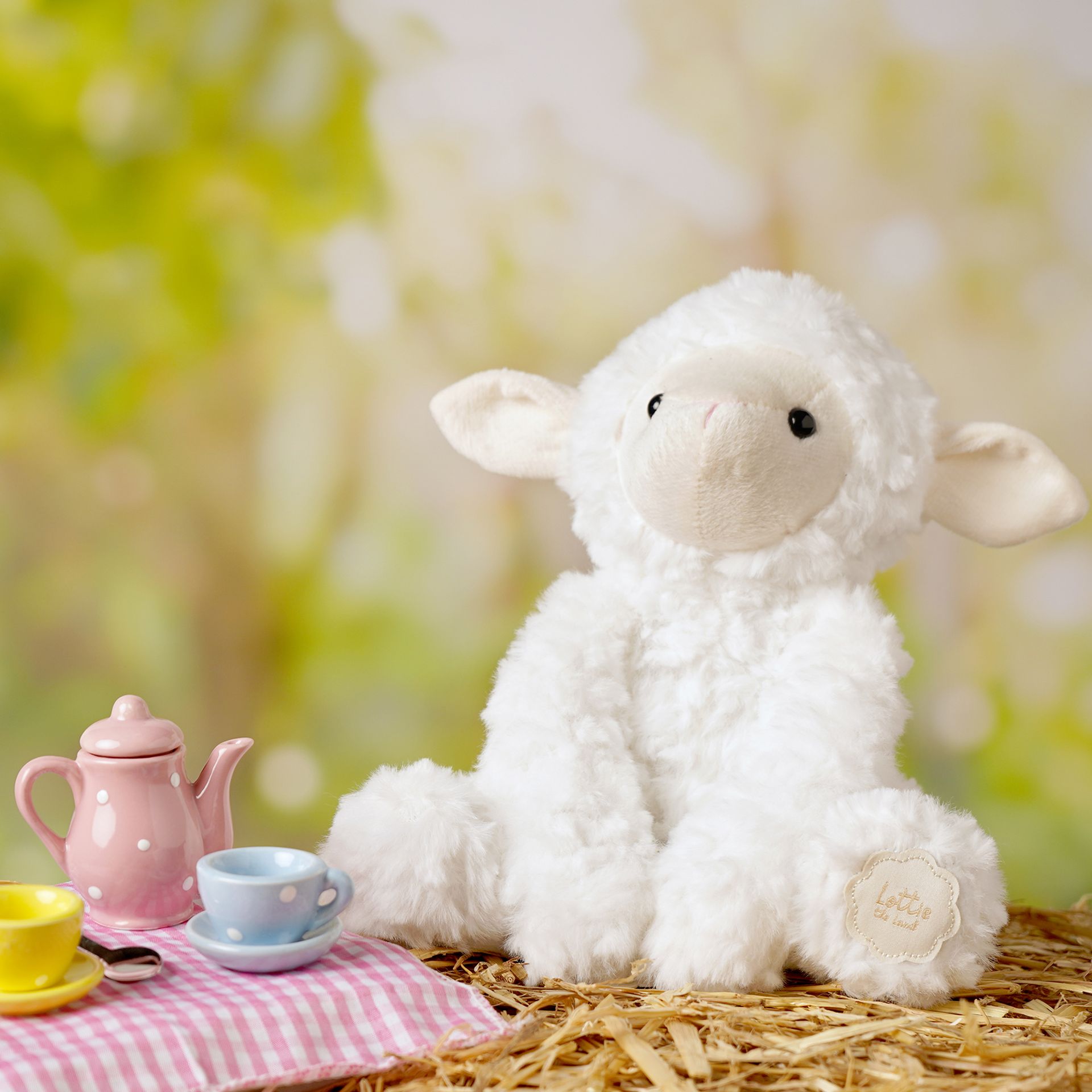 Lottie the Plush Lamb Toy – Sitting White Soft Cuddly Gift for Baby | 22cm Soft Toy