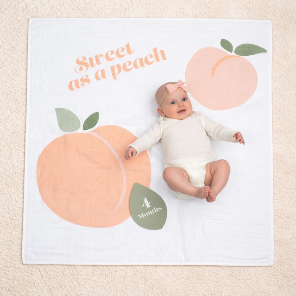 Milestone baby blanket sweet as a peach