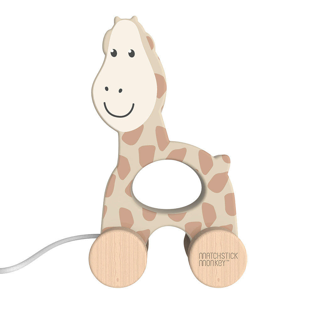 Wooden giraffe pull-toy