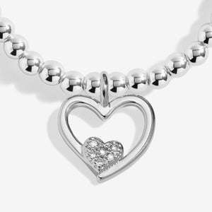 Mummy & Bump silver Bracelet with open heart and stone-set heart detail
