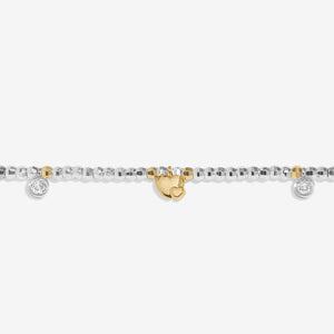 Mummy To Be Bracelet with gold heart and clear stone-style charms