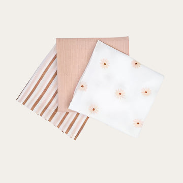 'Daisies' Muslin Cloths 3 Pack by Lulujo Muslins.