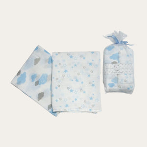 Blue Muslin Gift Set 100% Cotton Baby Essentials Muslins.
