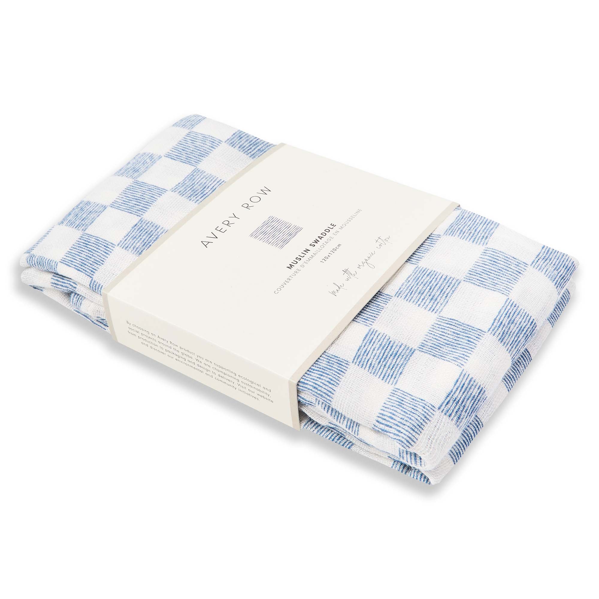 Organic Baby Muslin Swaddle 'Waves' Baby Swaddle.