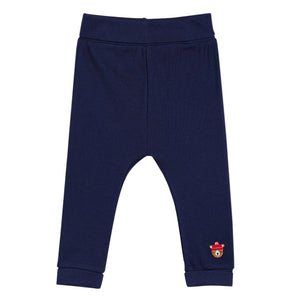 Navy baby joggers with teddy embroidery
