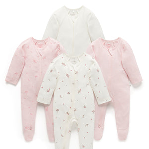 Newborn zip growsuit bundle with built-in feet and mittens