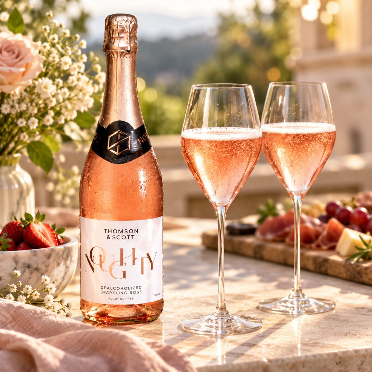 Non-Alcoholic Sparkling Rose Non-Alcoholic Wine.