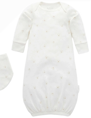 Organic baby sleepsuit in vanilla bear print made for everyday newborn wear