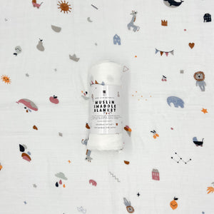 Tubed Organic Bamboo Muslin Swaddle Blanket - Signature Print Baby Swaddle.