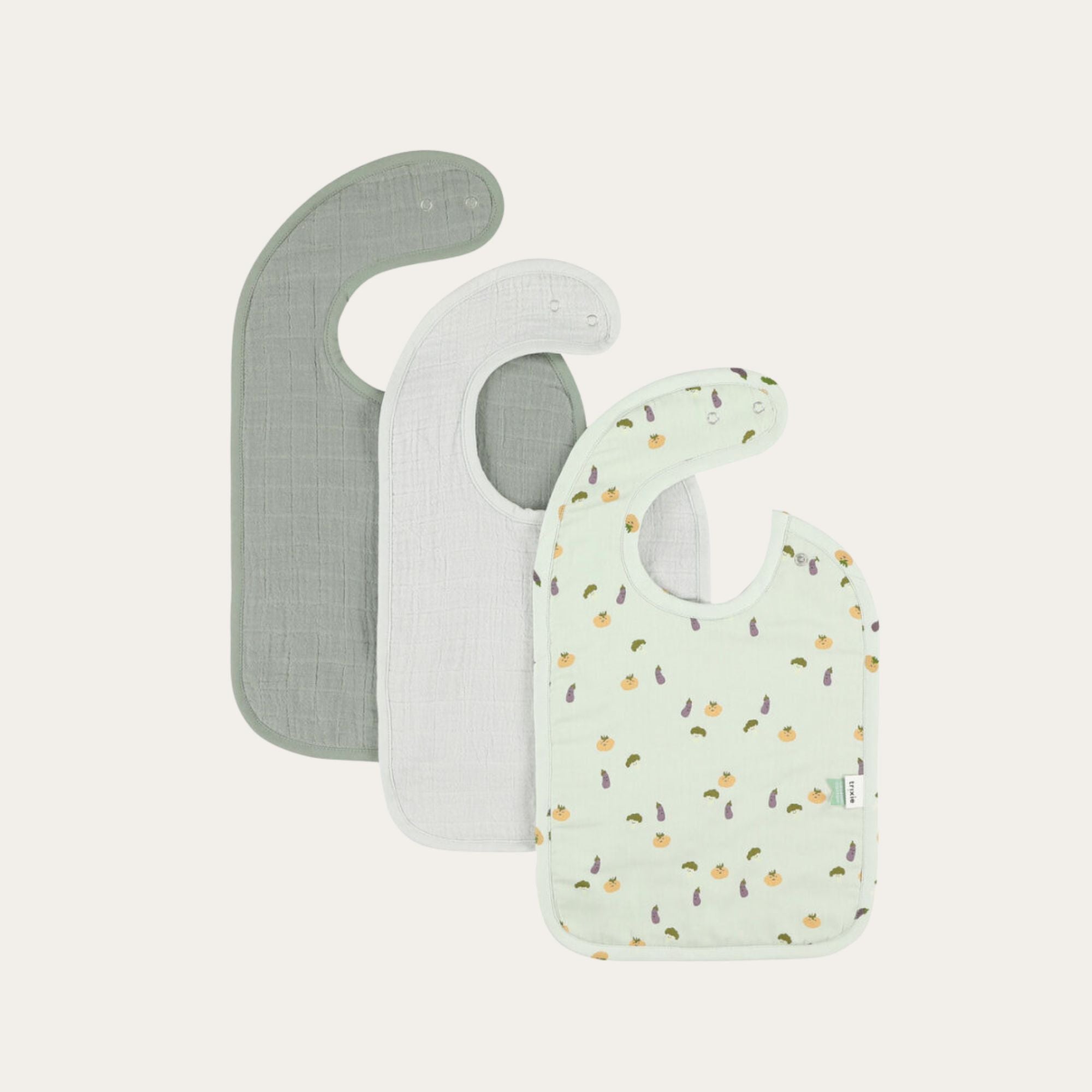 Organic Bib 3 Pack Friendly Vegetables Bandana Bib.