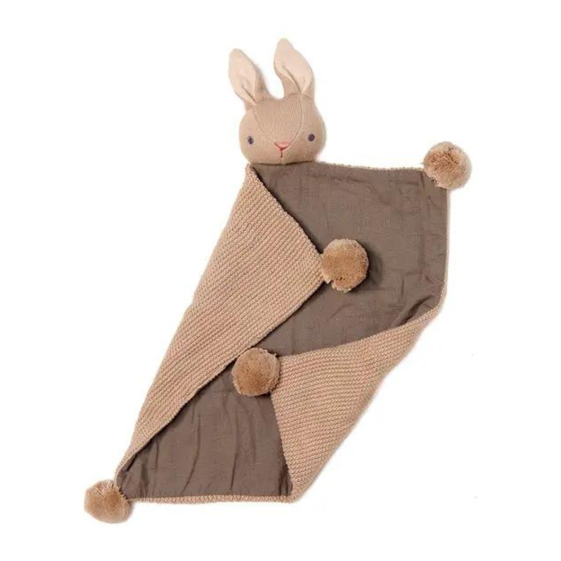 Soft taupe organic bunny comforter toy