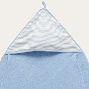 Baby bath towel in blue organic terry cotton