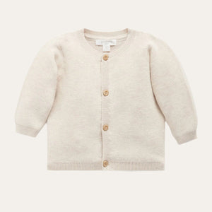Organic cotton knit baby cardigan with wooden buttons