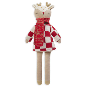 Organic Knitted Reindeer Soft Cuddly Toy Christmas.