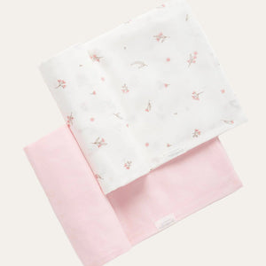 Organic Muslin Wrap 2 Pack – Pale Pink Blossom