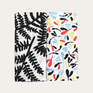 Organic Sensory Muslins 'Fern & Sycamore' Set of 2 Muslins.