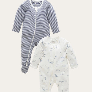 2 Pack Vanilla Baby Zip Grows with nautical Print