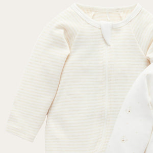 Organic bear print and striped baby grows