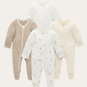 Organic cotton unisex baby grows with zip