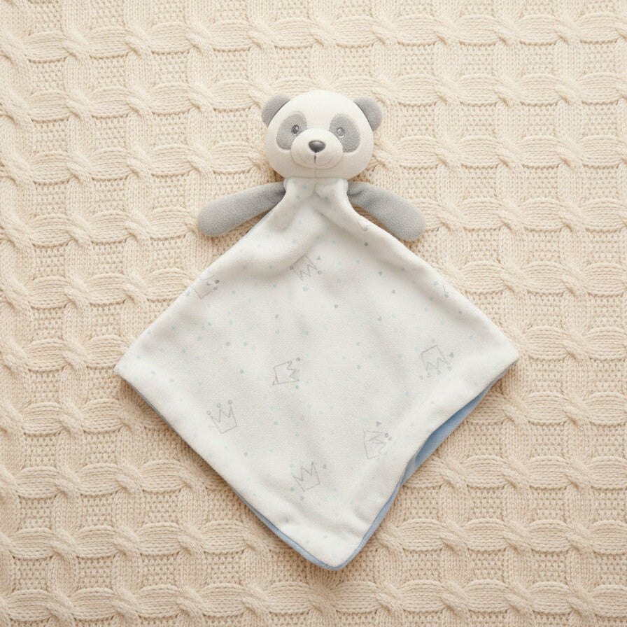 Blue panda baby comforter with soft square blanket, suitable from birth”