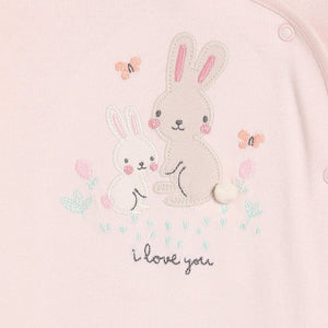 Bunny pom pom tail embroidered sleepsuit