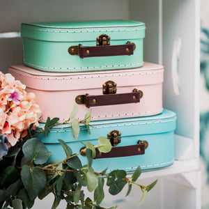 Pastel Retro Suitcases - Set of 3 Keepsake Box.