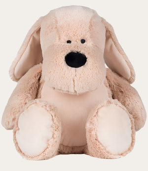 Soft plush brown dog with floppy ears & white panel – perfect personalised gift