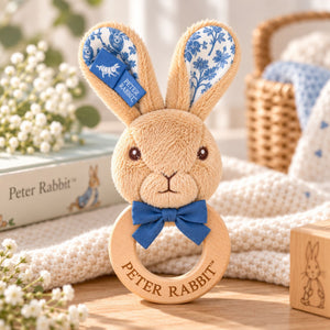 Wooden ring rattle Beatrix Potter Peter Rabbit baby rattle