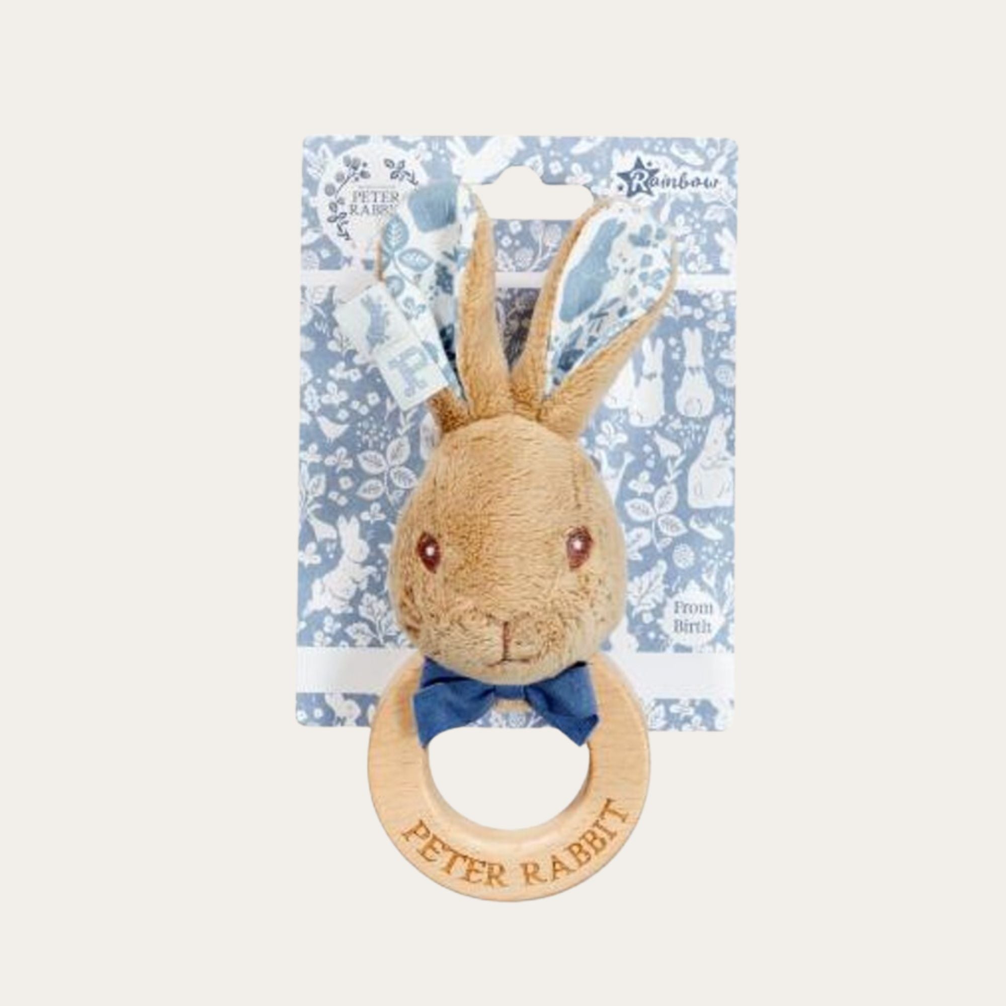 Peter Rabbit Wooden Ring Rattle Baby Toy Rattle.