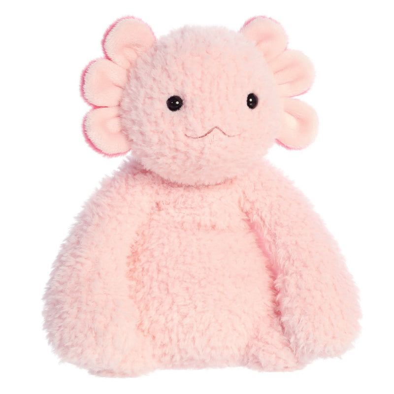 Soft pink fluffy axolotl.  A very cuddly toy