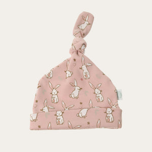 Baby Knot Hat 'Bunnies' 0-6 Months Soft Pink Baby Hat.