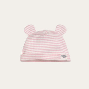 Pink striped baby hat with 3D ears