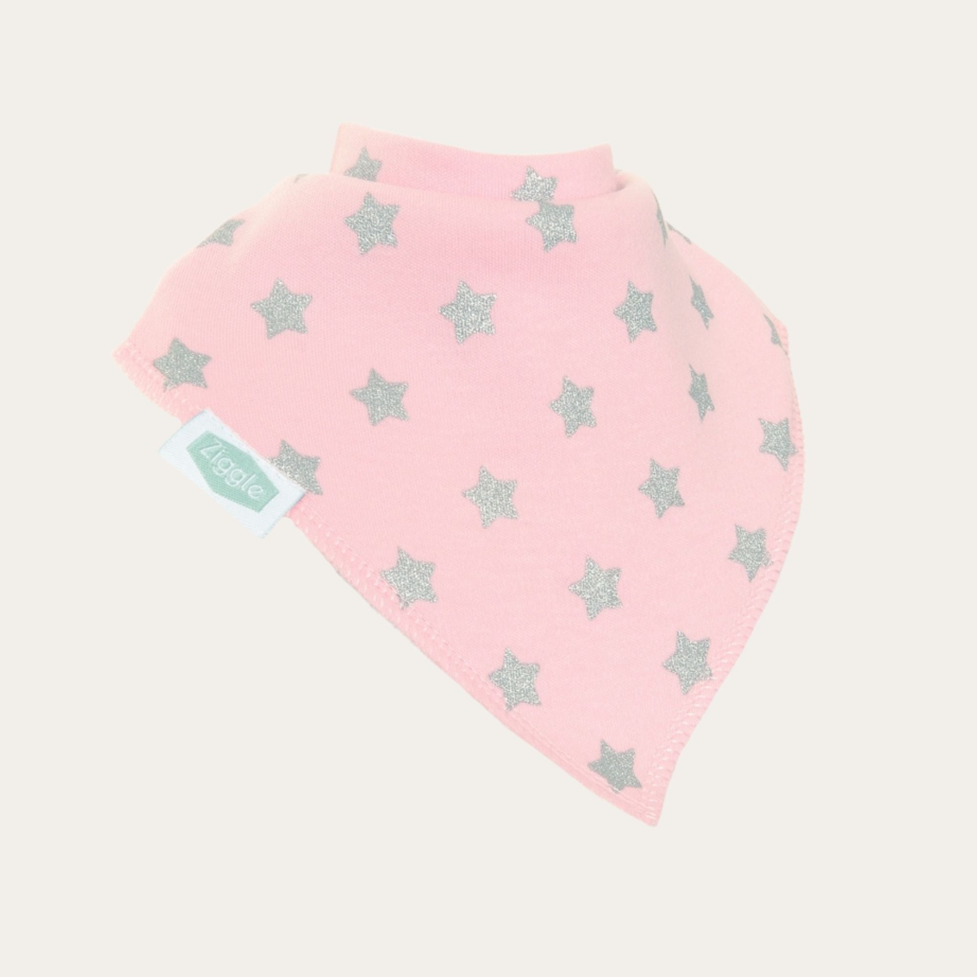 Pink with Glitter Stars Bandana Dribble Bib Bandana Bib.