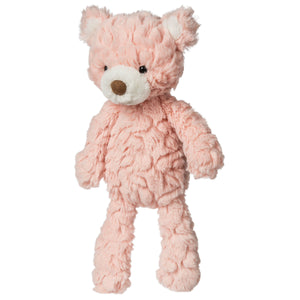 Soft pink blush teddy bear measuring 11 inches tall