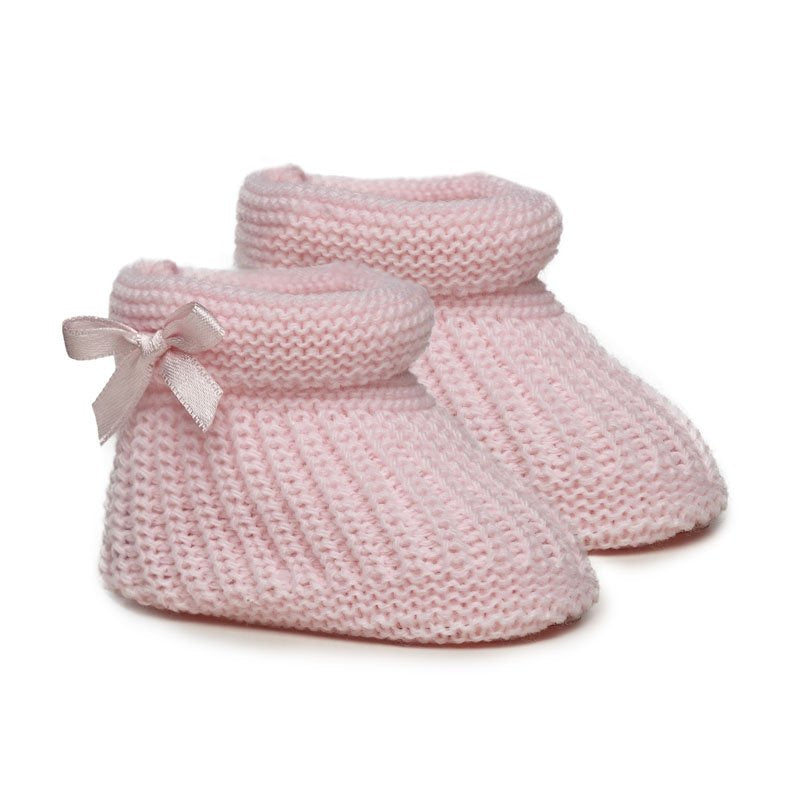 Baby Booties with Bow - Pink