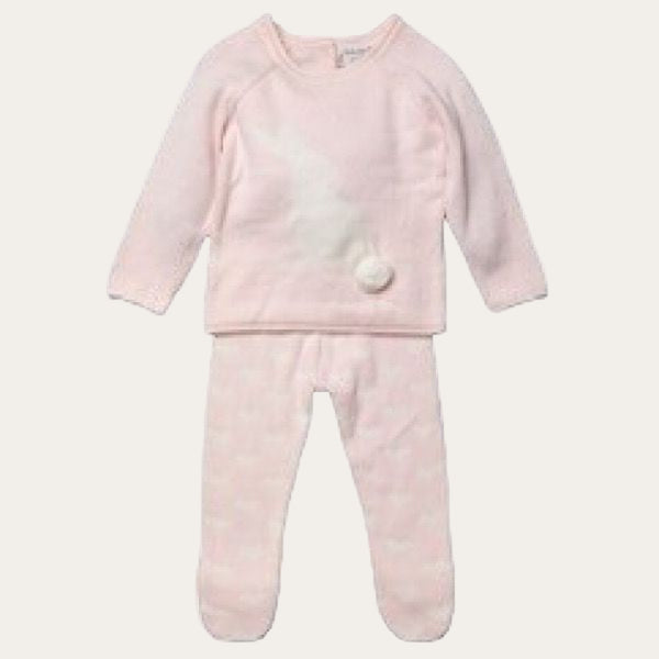 Pink Bunny and Heart Knit Baby Set – 2 Piece