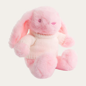 Personalisable Soft Pink Cuddly Toy Rabbit with Knitted Jumper Cuddly Toys.