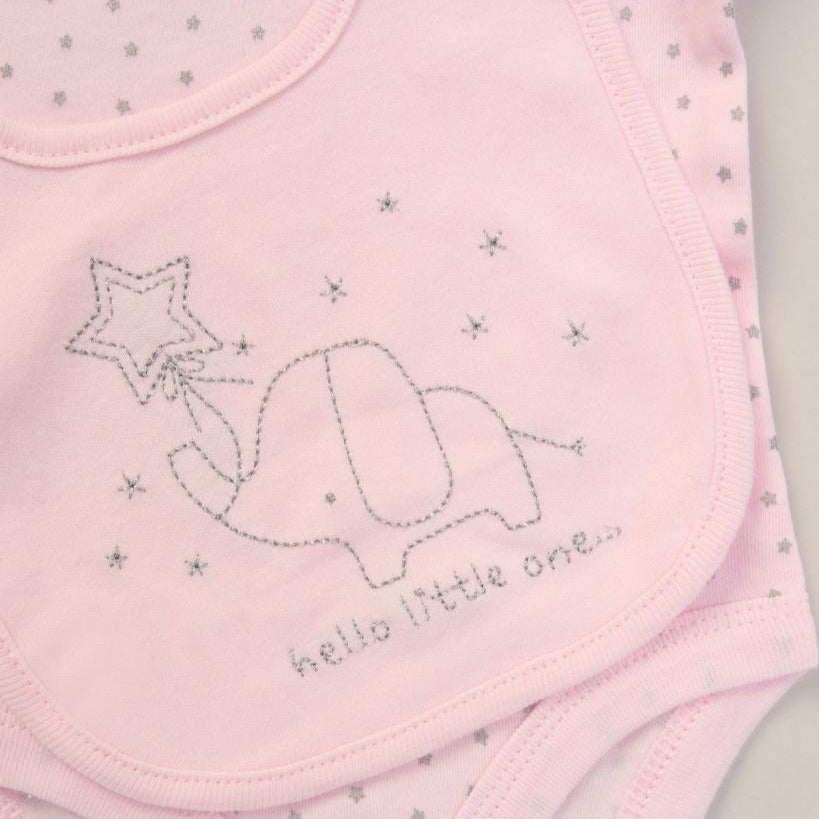 Elephant "Hello Little One" Pink Baby Girl Clothing Gift Set