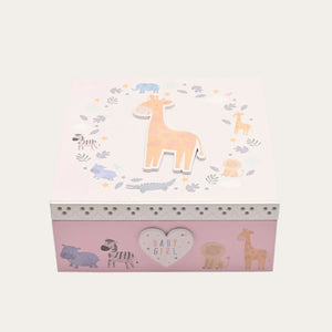 Front view of Pink Giraffe Keepsake Box for baby girl