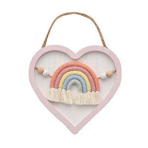 Nursery Plaque Pink 'Heart Rainbow' Baby Plaque.
