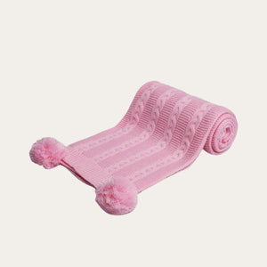 Recycled Cable Knit Blanket Wrap - Baby Pink Baby Blanket.